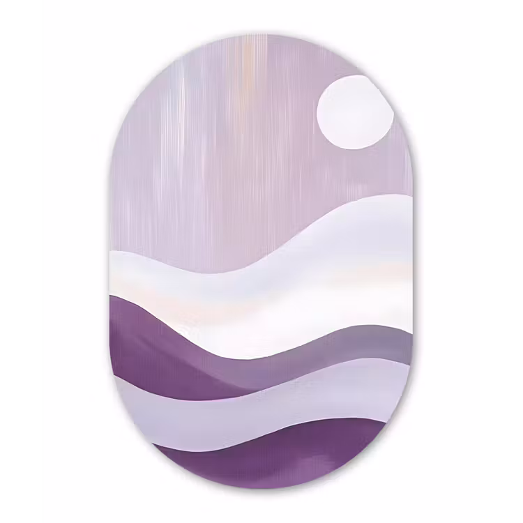 Golven - Heuvels - Abstract - Paars Wandcirkel Ovaal Forex klein -3d