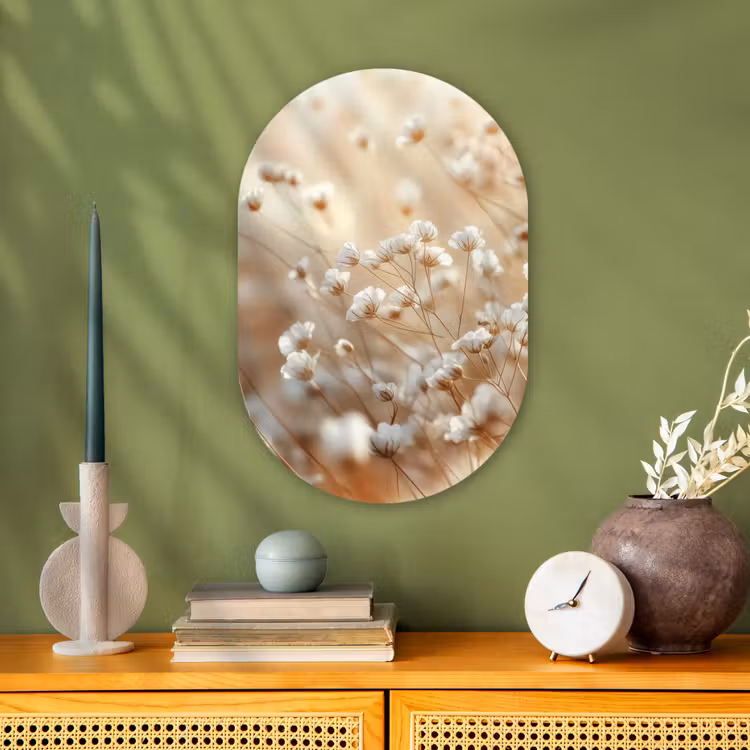 Wilde - Bloemen - Wit Wandcirkel Ovaal Forex klein -sfeer2