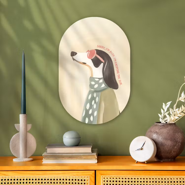 Quote - Hond - Zonnebril Wandcirkel Ovaal Forex klein -sfeer2