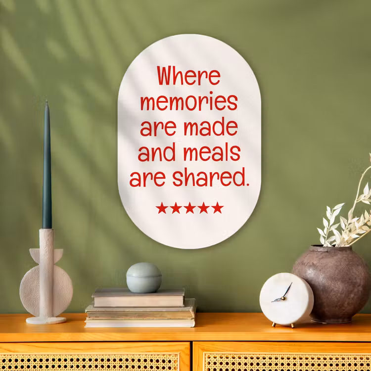 Quote - Sterren - Rood - Memories Wandcirkel Ovaal Forex klein -sfeer2