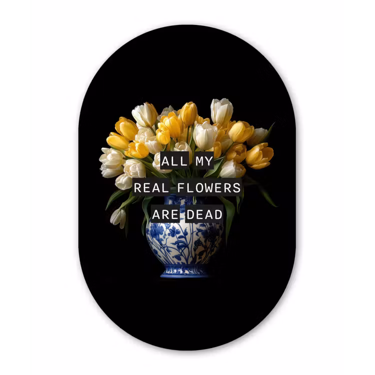 Quotes - Bloem - Tulp - Geel Wandcirkel Ovaal Forex klein -3d