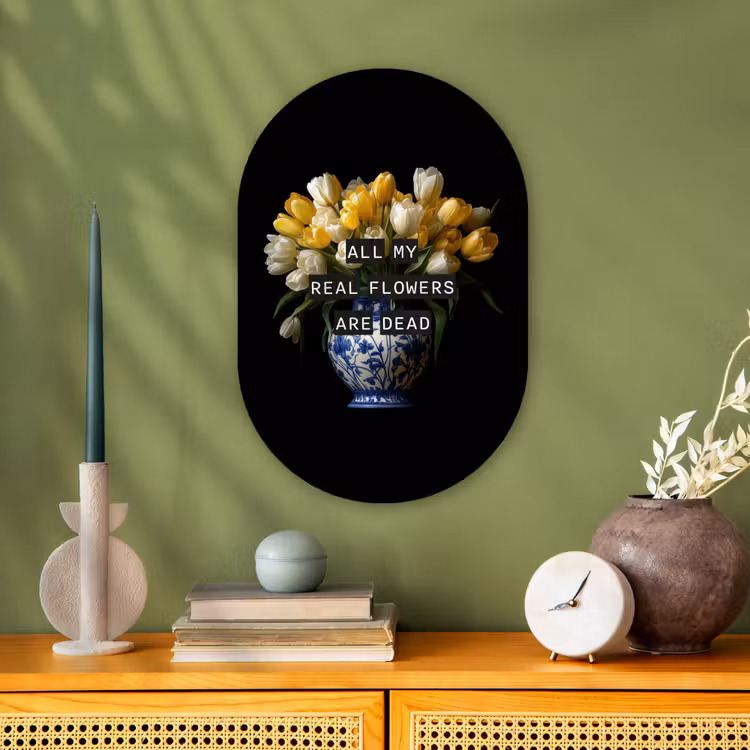 Quotes - Bloem - Tulp - Geel Wandcirkel Ovaal Forex klein -sfeer2