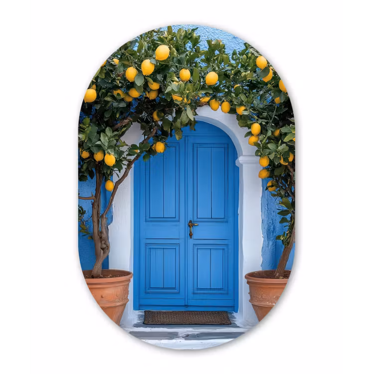 Citroenbomen - Geel - Deur - Potten Wandcirkel Ovaal Forex klein -3d