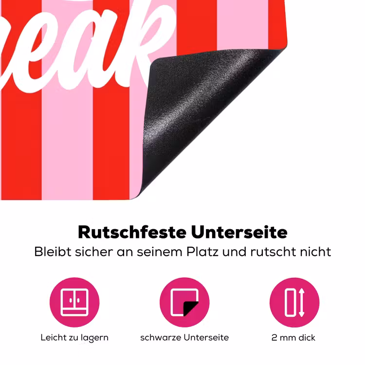 A Little Break - Strepen - Rood - Roze Inductie beschermer vinyl 3mm middel -zzzzzzz-lf-onderkant