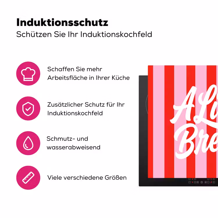 A Little Break - Strepen - Rood - Roze Inductie beschermer vinyl 3mm middel -zzzzzzz-lf-ups