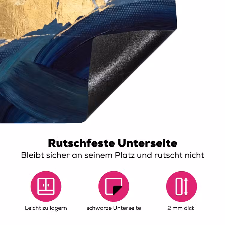 Abstract - Acryl - Blauw - Goud - Elegant Inductie beschermer vinyl 3mm klein -zzzzzzz-lf-onderkant
