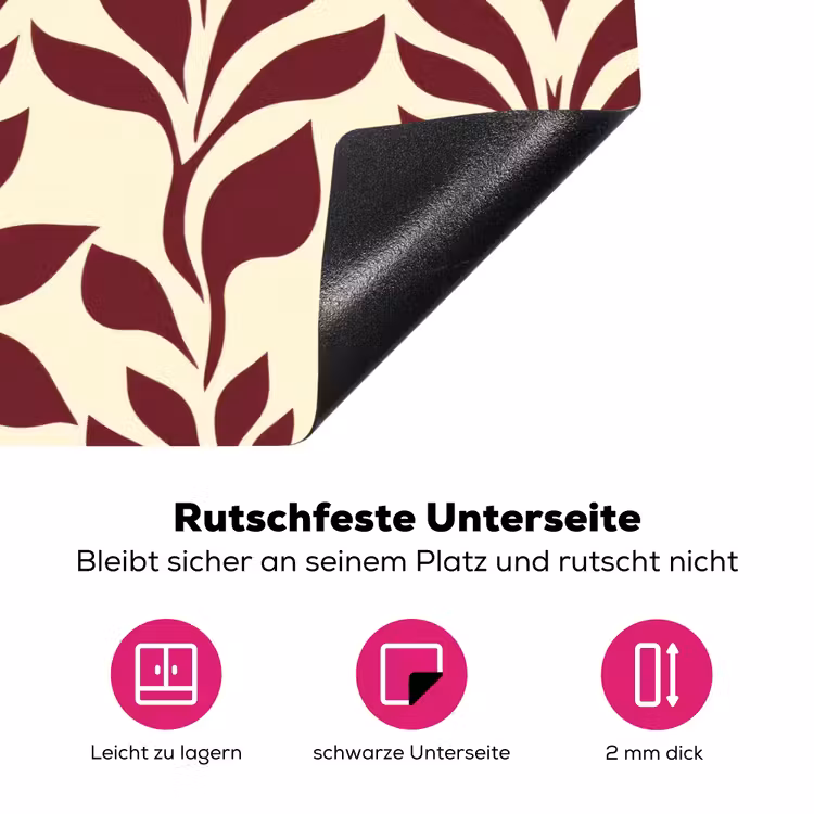 Abstract - Bladeren - Burgundy Inductie beschermer vinyl 3mm klein 276 -zzzzzzz-lf-onderkant