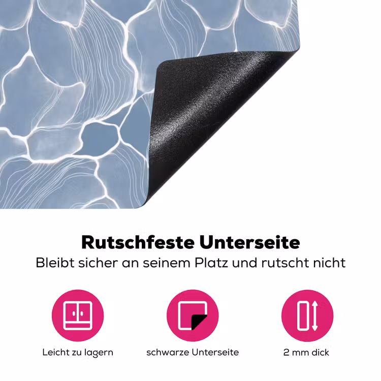 Abstract - Blauw - Bladeren Inductie beschermer vinyl 3mm klein -zzzzzzz-lf-onderkant