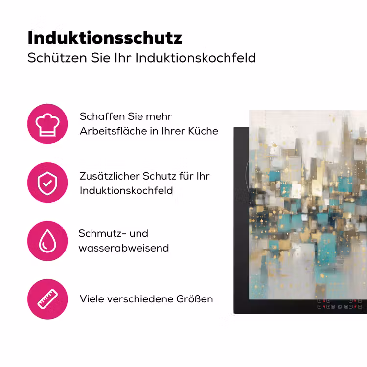 Abstract - Blokken - Goud - Skyline Inductie beschermer vinyl 3mm klein -zzzzzzz-lf-ups