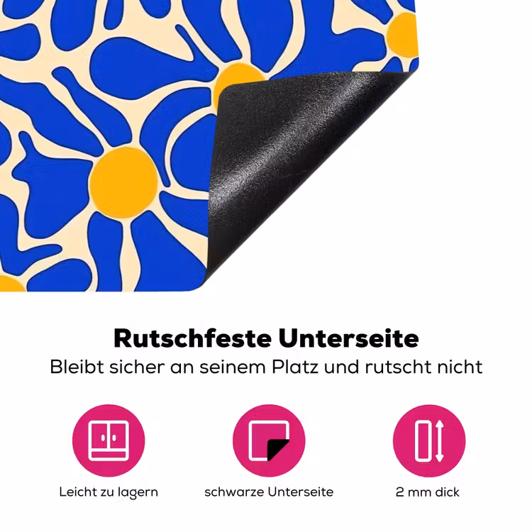 Abstract - Bloem - Blauw Inductie beschermer vinyl 3mm klein 276 -zzzzzzz-lf-onderkant