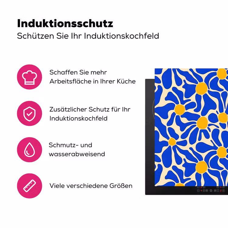 Abstract - Bloem - Blauw Inductie beschermer vinyl 3mm klein 276 -zzzzzzz-lf-ups