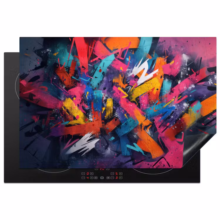 Abstract - Explosie - Neonkleuren Inductie beschermer vinyl 3mm klein -3d