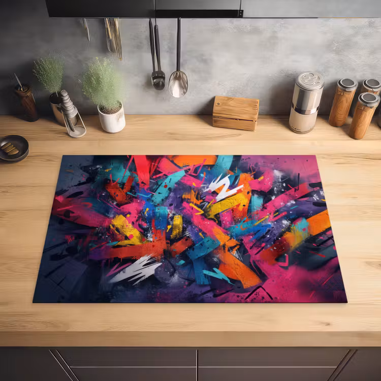 Abstract - Explosie - Neonkleuren Inductie beschermer vinyl 3mm klein -sfeer5