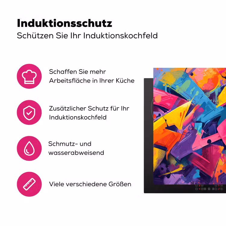 Abstract - Vormen - Kleurrijk Inductie beschermer vinyl 3mm klein -zzzzzzz-lf-ups