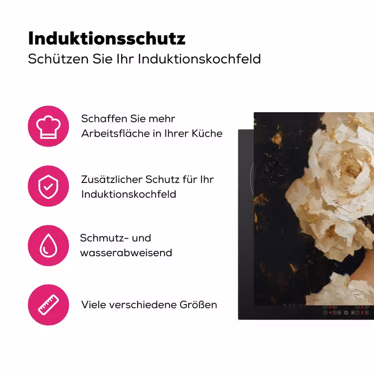 Abstract - Vrouw - Bloemen - Wit Inductie beschermer vinyl 3mm klein -zzzzzzz-lf-ups