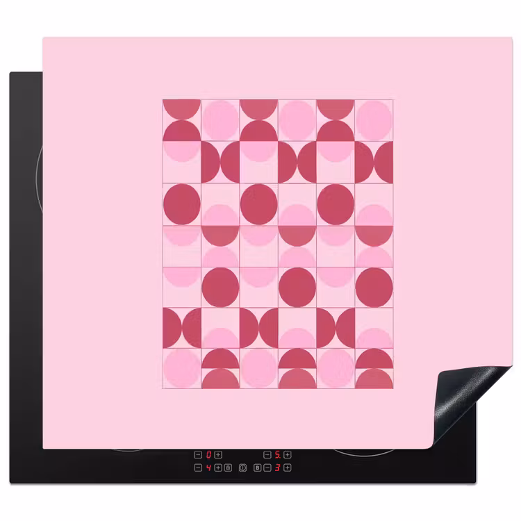 Abstract - Geometrisch - Cirkels - Roze - Modern Inductie beschermer vinyl 3mm middel -3d
