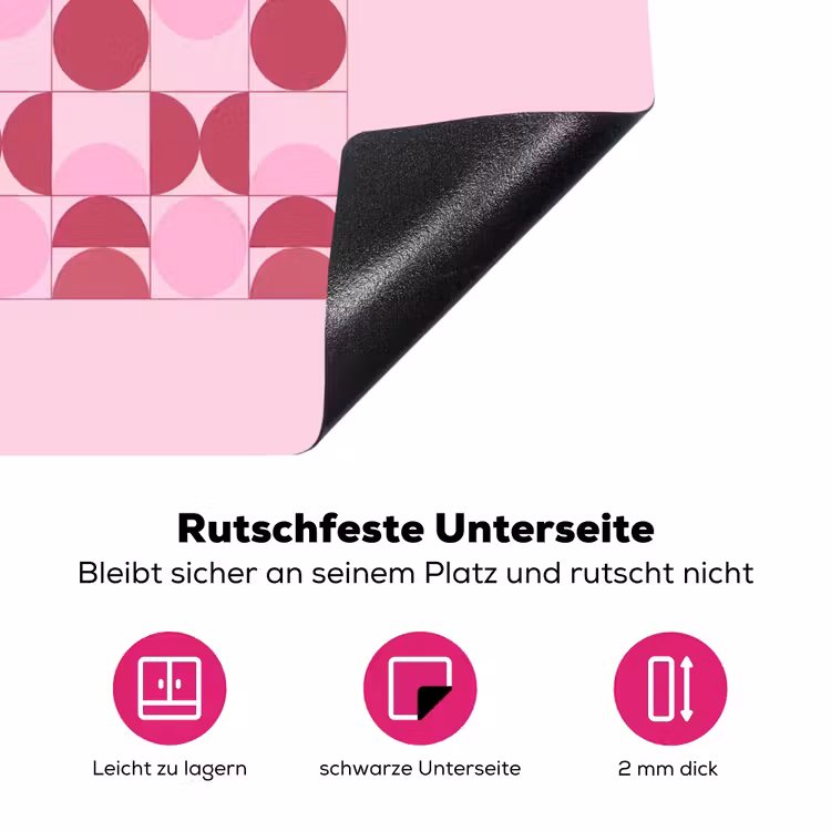 Abstract - Geometrisch - Cirkels - Roze - Modern Inductie beschermer vinyl 3mm middel -zzzzzzz-lf-onderkant