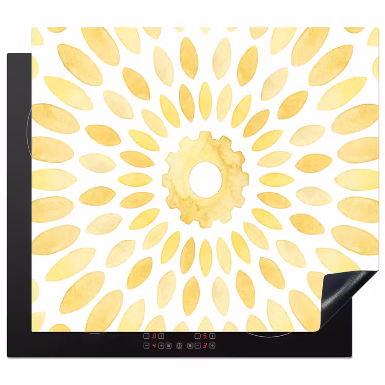 Abstract - Geometrisch - Stralend - Geel Inductie beschermer vinyl 3mm middel -3d