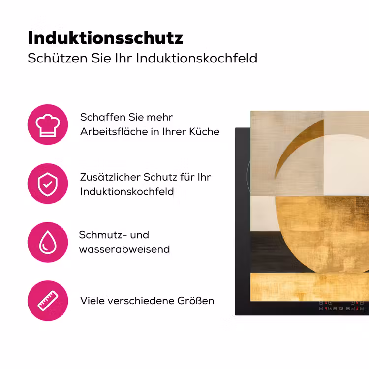 Abstract - Goud - Grijs - Vormen - Geometrisch Inductie beschermer vinyl 3mm klein -zzzzzzz-lf-ups