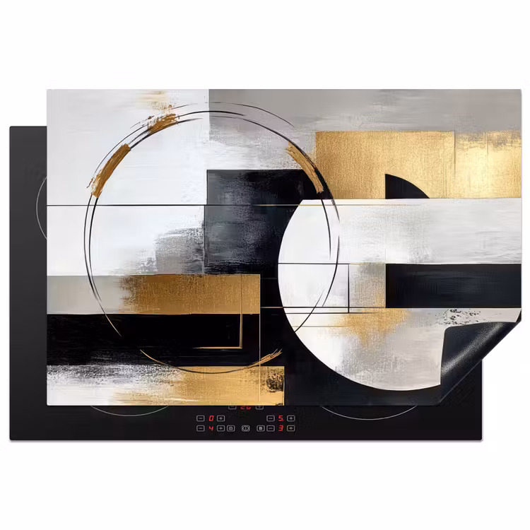 Abstract - Goud - Zilver - Vormen - Aesthetic Inductie beschermer vinyl 3mm klein -3d