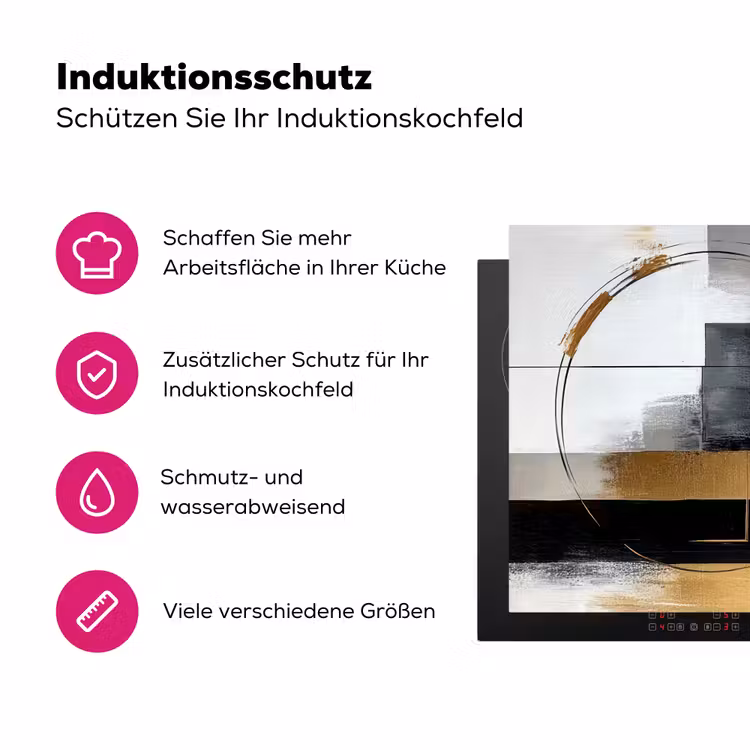 Abstract - Goud - Zilver - Vormen - Aesthetic Inductie beschermer vinyl 3mm klein -zzzzzzz-lf-ups