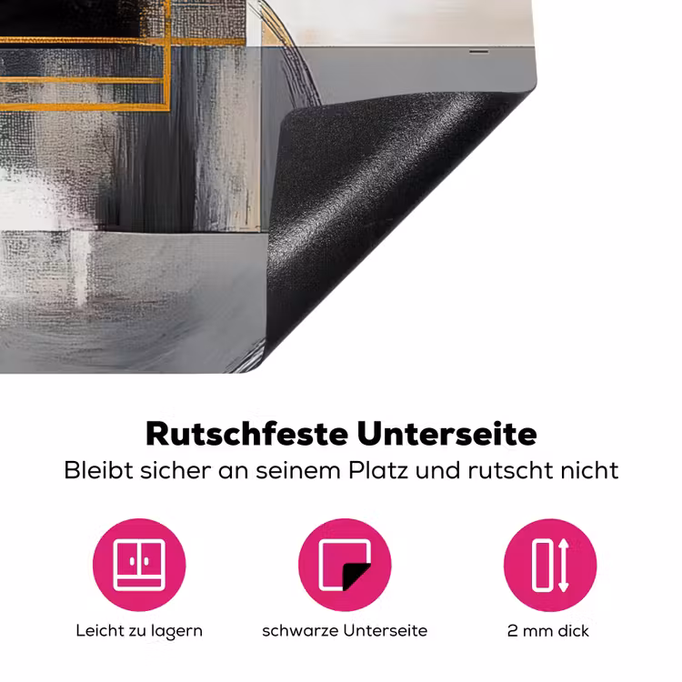 Abstract - Goud - Zilver - Vormen - Aesthetic - Modern Inductie beschermer vinyl 3mm klein -zzzzzzz-lf-onderkant