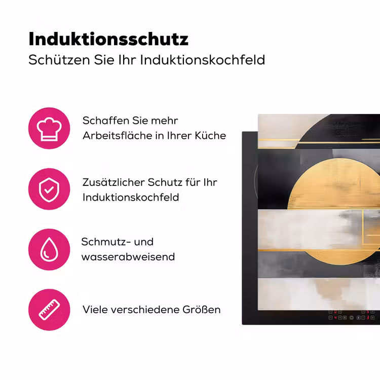 Abstract - Goud - Zilver - Vormen - Aesthetic - Modern Inductie beschermer vinyl 3mm klein -zzzzzzz-lf-ups