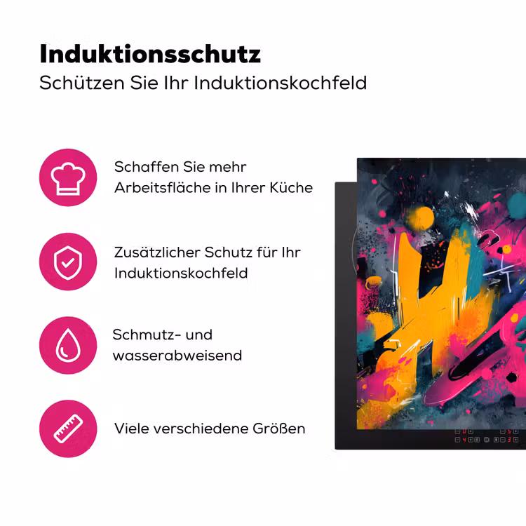 Abstract - Graffiti - Kleurrijk - Verfspatten Inductie beschermer vinyl 3mm klein -zzzzzzz-lf-ups