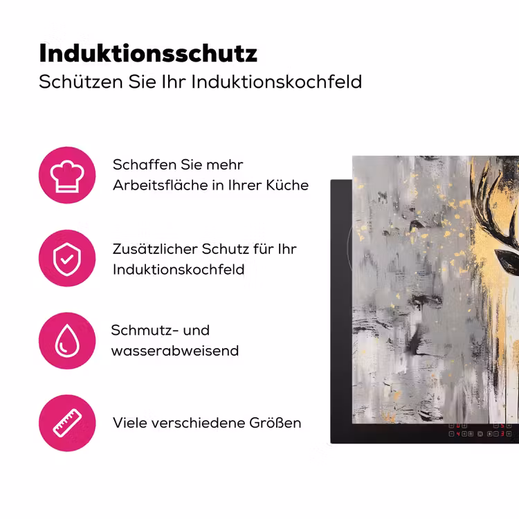 Abstract - Hert - Gewei - Goud Inductie beschermer vinyl 3mm klein -zzzzzzz-lf-ups