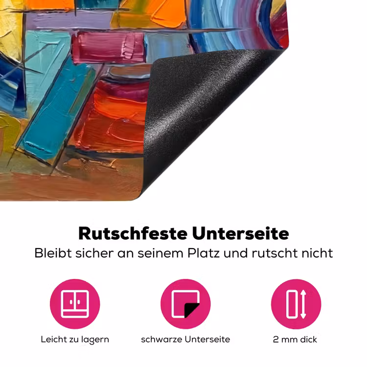 Abstract - Cirkels - Schilderij - Kleurrijk - Dynamisch Inductie beschermer vinyl 3mm klein -zzzzzzz-lf-onderkant
