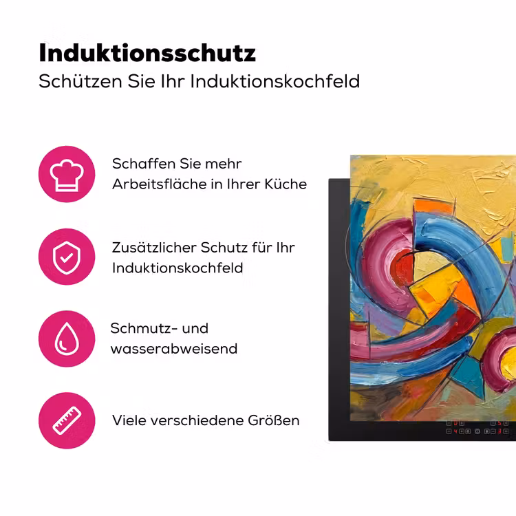 Abstract - Cirkels - Schilderij - Kleurrijk - Dynamisch Inductie beschermer vinyl 3mm klein -zzzzzzz-lf-ups