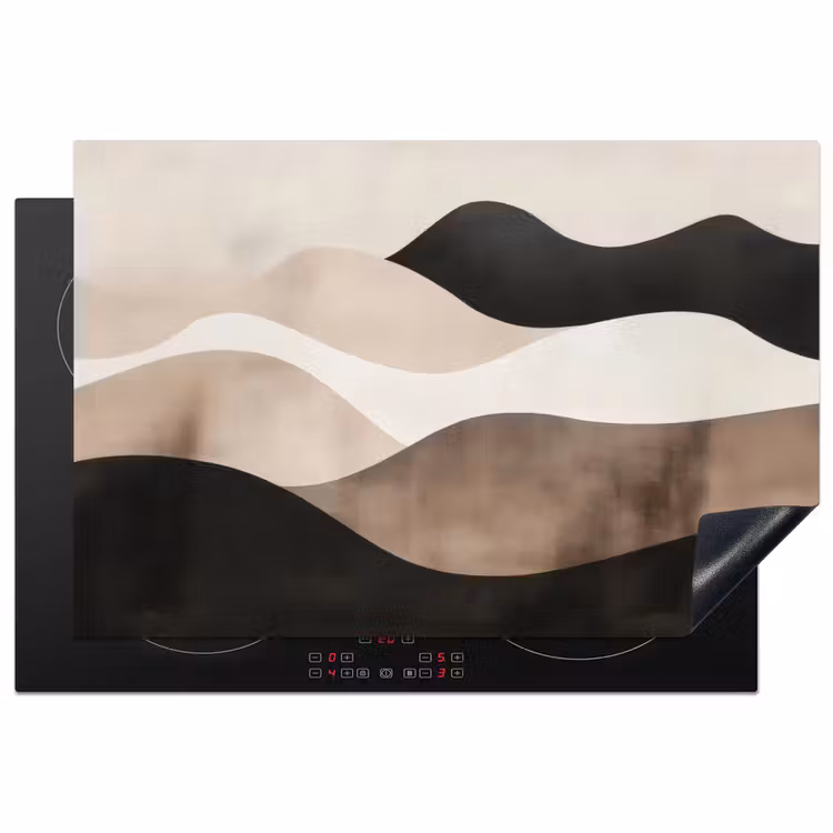 Abstract - Landschap - Golven - Crèmekleur Inductie beschermer vinyl 3mm klein -3d