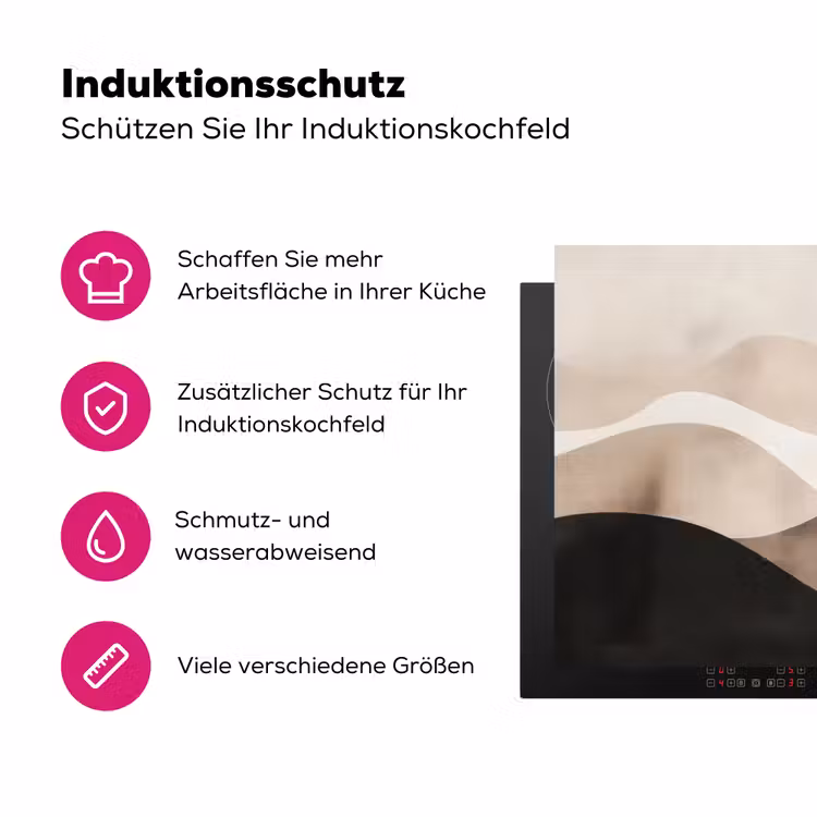 Abstract - Landschap - Golven - Crèmekleur Inductie beschermer vinyl 3mm klein -zzzzzzz-lf-ups