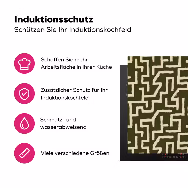 Abstract - Lijnen - Groen Inductie beschermer vinyl 3mm klein 276 -zzzzzzz-lf-ups