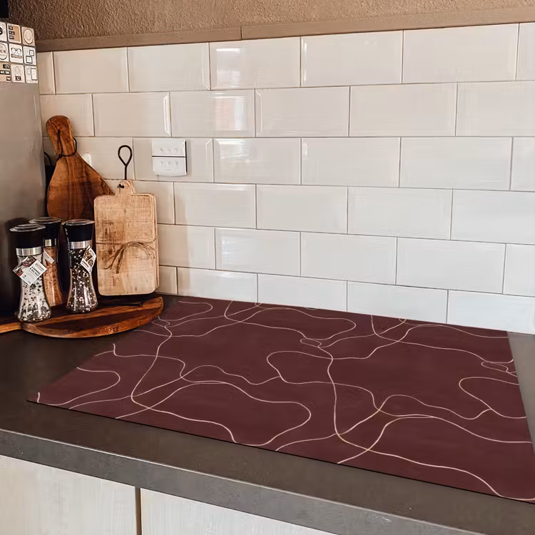 Abstract - Modern - Bruin Inductie beschermer vinyl 3mm klein 276 -sfeer3
