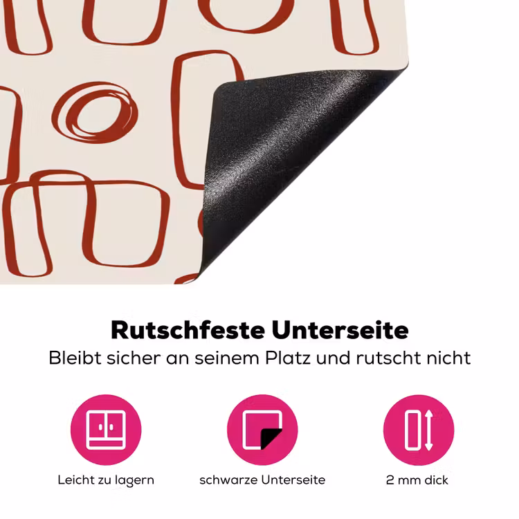 Abstract - Patroon - Beige - Rood Inductie beschermer vinyl 3mm klein 276 -zzzzzzz-lf-onderkant