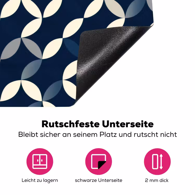 Abstract - Patroon - Blauw Inductie beschermer vinyl 3mm klein 276 -zzzzzzz-lf-onderkant