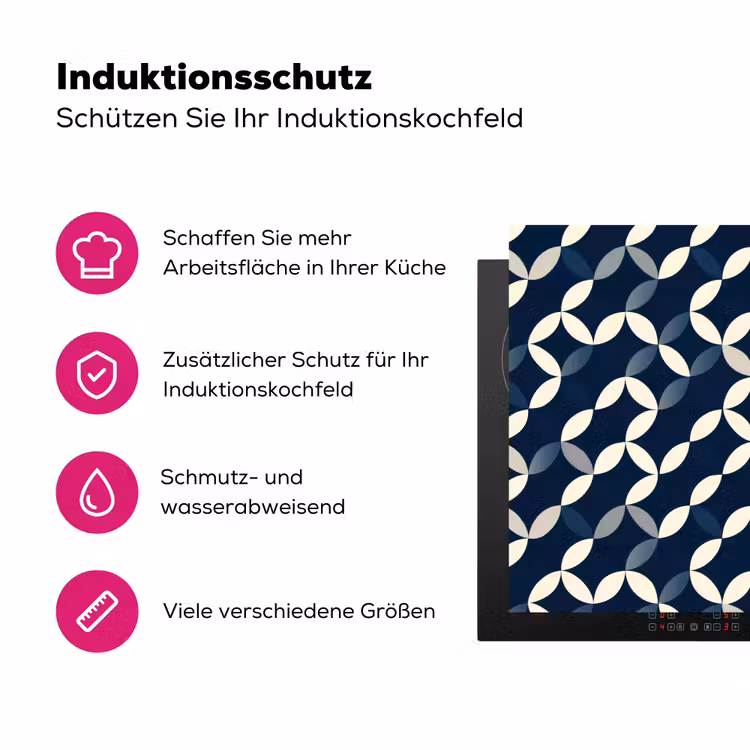 Abstract - Patroon - Blauw Inductie beschermer vinyl 3mm klein 276 -zzzzzzz-lf-ups