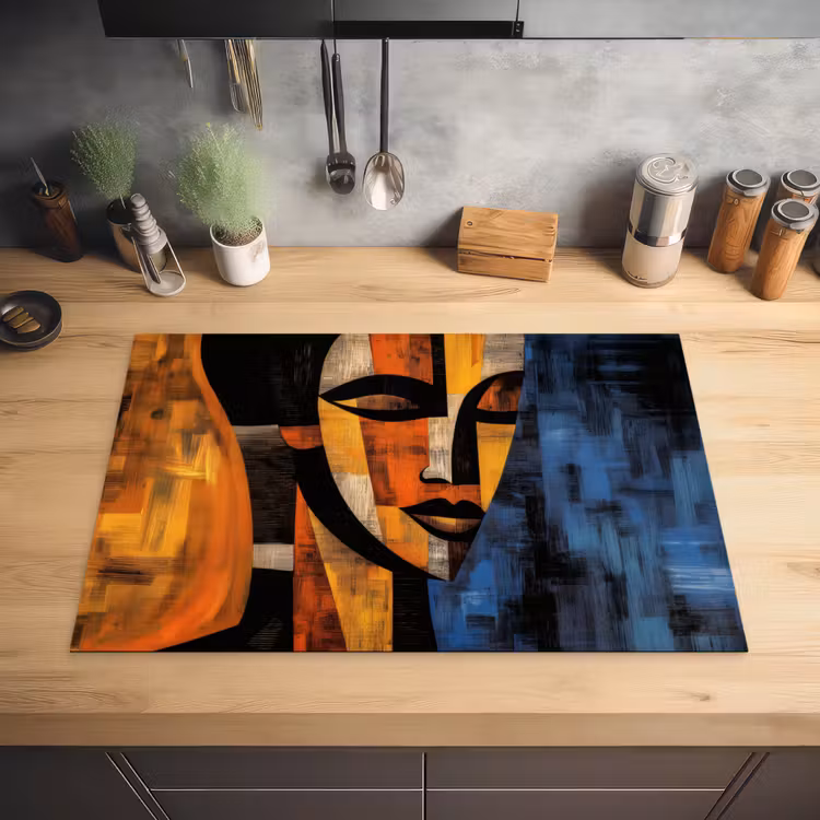 Abstract - Portret - Kleurvakken Inductie beschermer vinyl 3mm klein -sfeer5