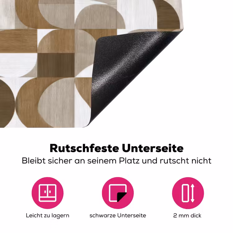 Abstract - Retro - Bruin Inductie beschermer vinyl 3mm klein 276 -zzzzzzz-lf-onderkant