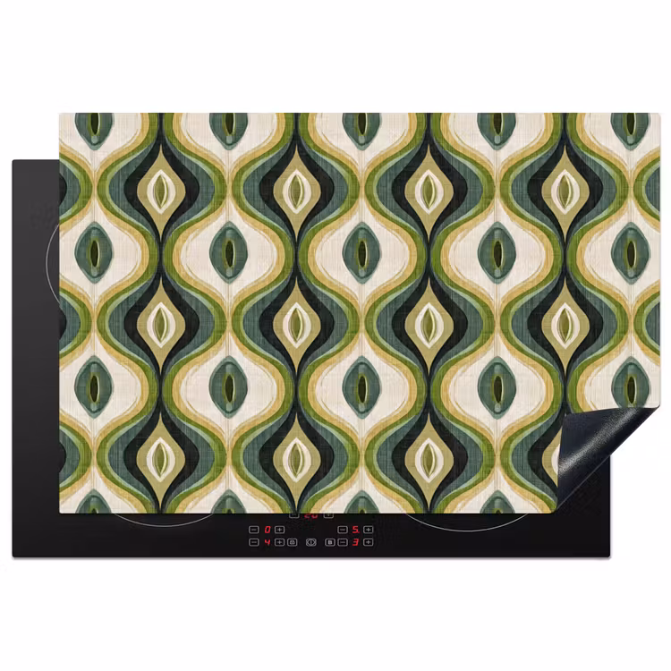 Abstract - Ritmisch - Groen Inductie beschermer vinyl 3mm klein 276 -3d