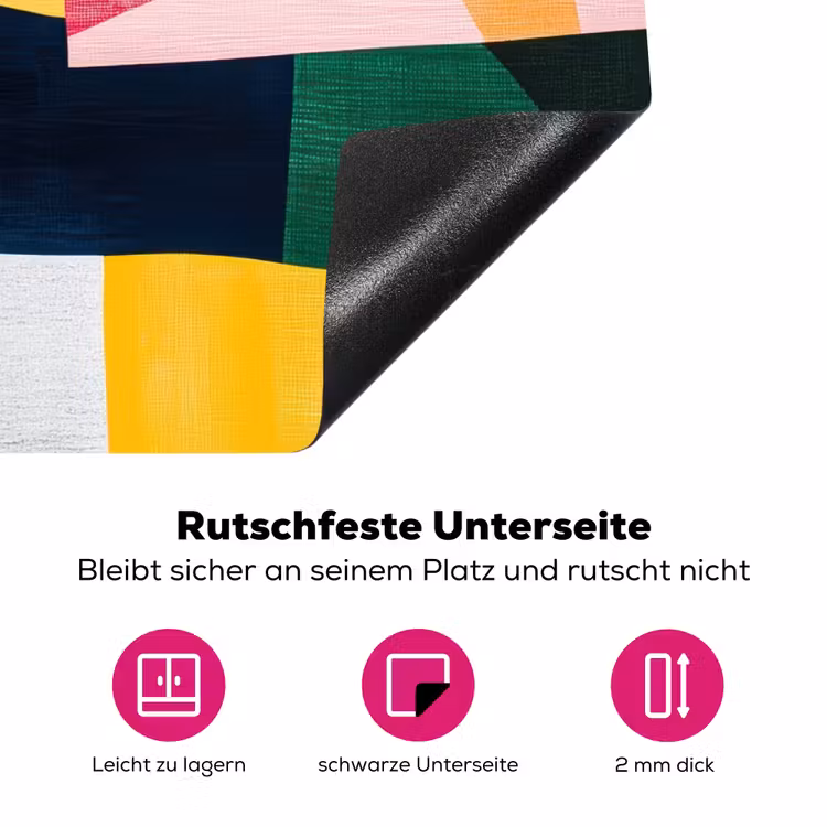 Abstract - Roze - Lappen - Vormen - Geel Inductie beschermer vinyl 3mm klein -zzzzzzz-lf-onderkant