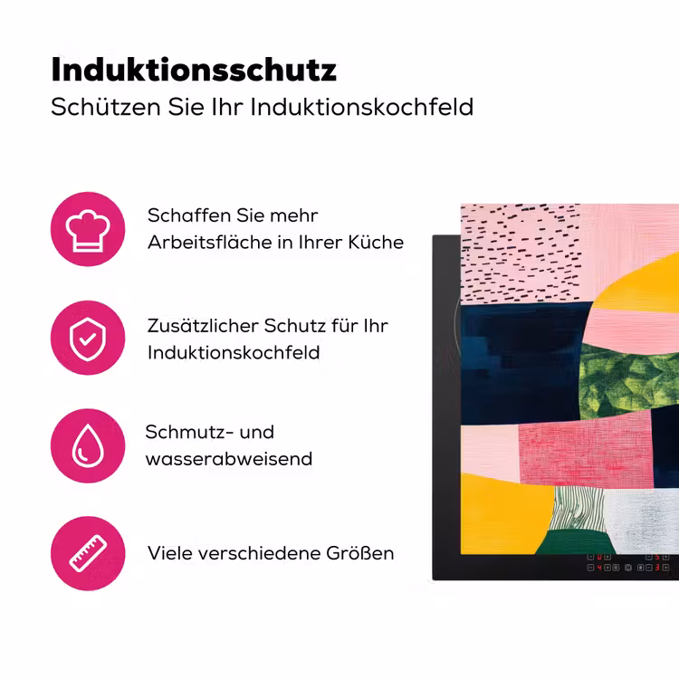 Abstract - Roze - Lappen - Vormen - Geel Inductie beschermer vinyl 3mm klein -zzzzzzz-lf-ups