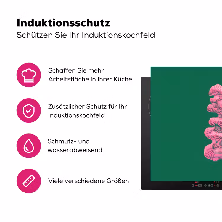 Abstract - Pink - Lijnen - Groen Inductie beschermer vinyl 3mm klein -zzzzzzz-lf-ups