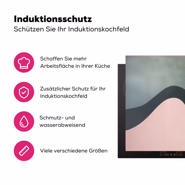 Abstract - Golven - Sierlijk - Roze Inductie beschermer vinyl 3mm klein -zzzzzzz-lf-ups