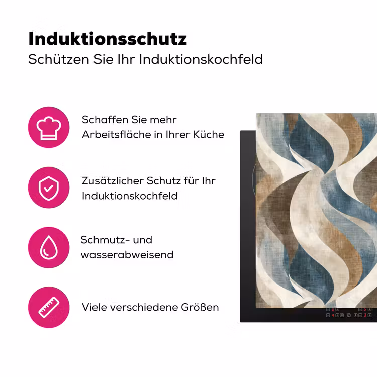 Abstract - Golven - Kleurrijk Inductie beschermer vinyl 3mm klein 276 -zzzzzzz-lf-ups