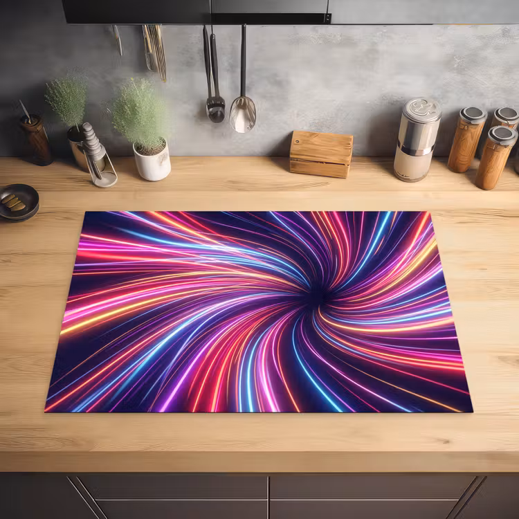 Abstract - Swirl - Futuristic - Neon Inductie beschermer vinyl 3mm klein -sfeer5