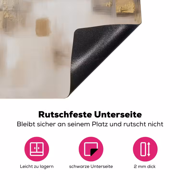 Abstracte vierkanten - Aardetonen - Mistig Inductie beschermer vinyl 3mm klein -zzzzzzz-lf-onderkant