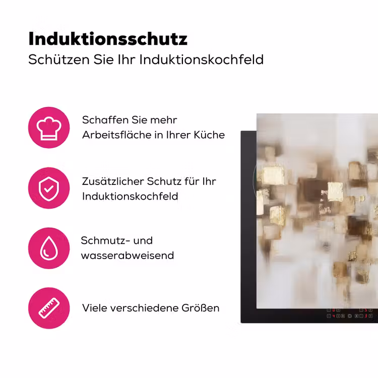 Abstracte vierkanten - Aardetonen - Mistig Inductie beschermer vinyl 3mm klein -zzzzzzz-lf-ups
