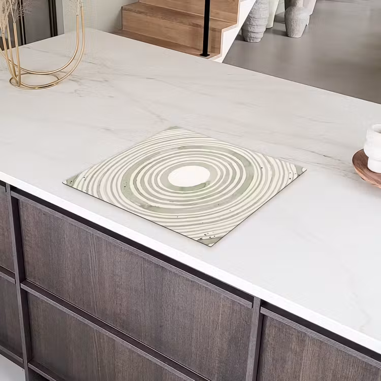 Abstractie - Cirkels - Waterverf - Groen - Modern Inductie beschermer vinyl 3mm middel -sfeer8
